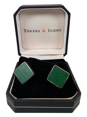 Wrigley Field Seat Wood Sterling Cufflinks Tokens & Icons Cubs w/ Box